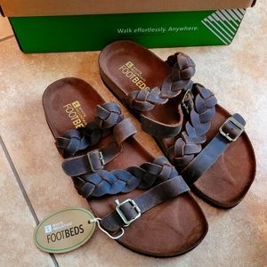 White Mountain Brown Leather Sandals